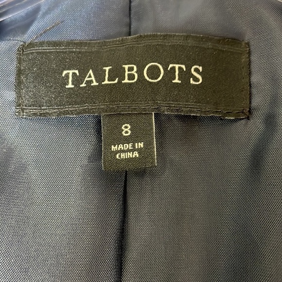 NWT. Talbots 8 Navy White Tweed Three-Button Blazer. - Picture 2 of 11